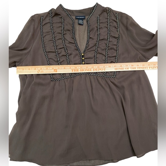 Lane Bryant brown sheer chiffon fairycore peasant top - Picture 5 of 7